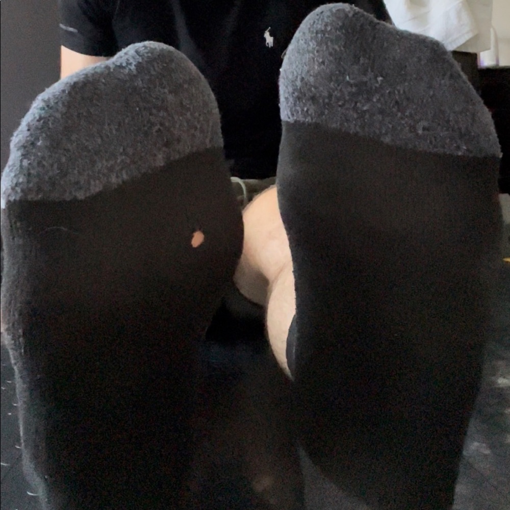 Used black adidas socks with white stripes 3 days worn